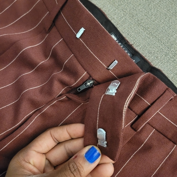 ASOS Design Dark Red Pin Striped Casual Boho Trousers Dress Pants Size 32 - Picture 2 of 8